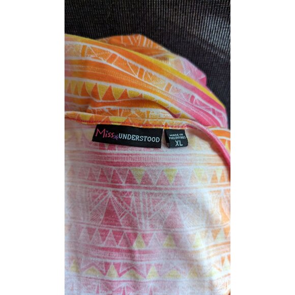 Miss Understood XL Sleeveless Geometric Print Pink & Orange Dress - Picture 4 of 4